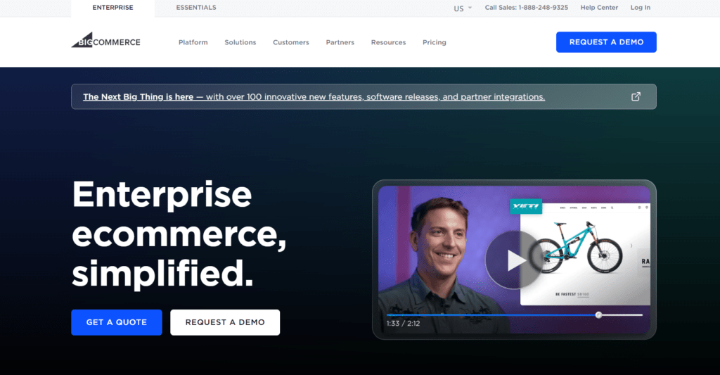 big commerce website homepage screenshot - enterprise ecommerce 