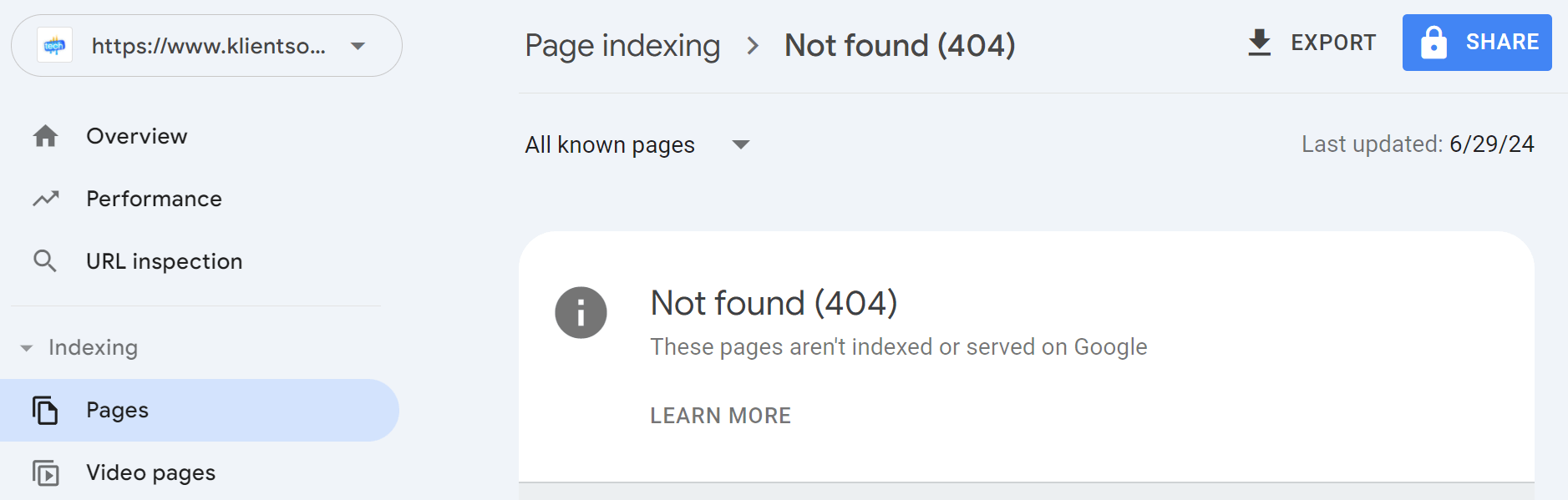 not found 404 error google search console