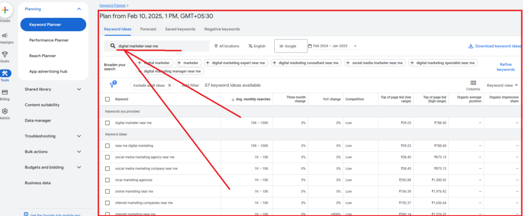google keyword planner search terms proof about jobs