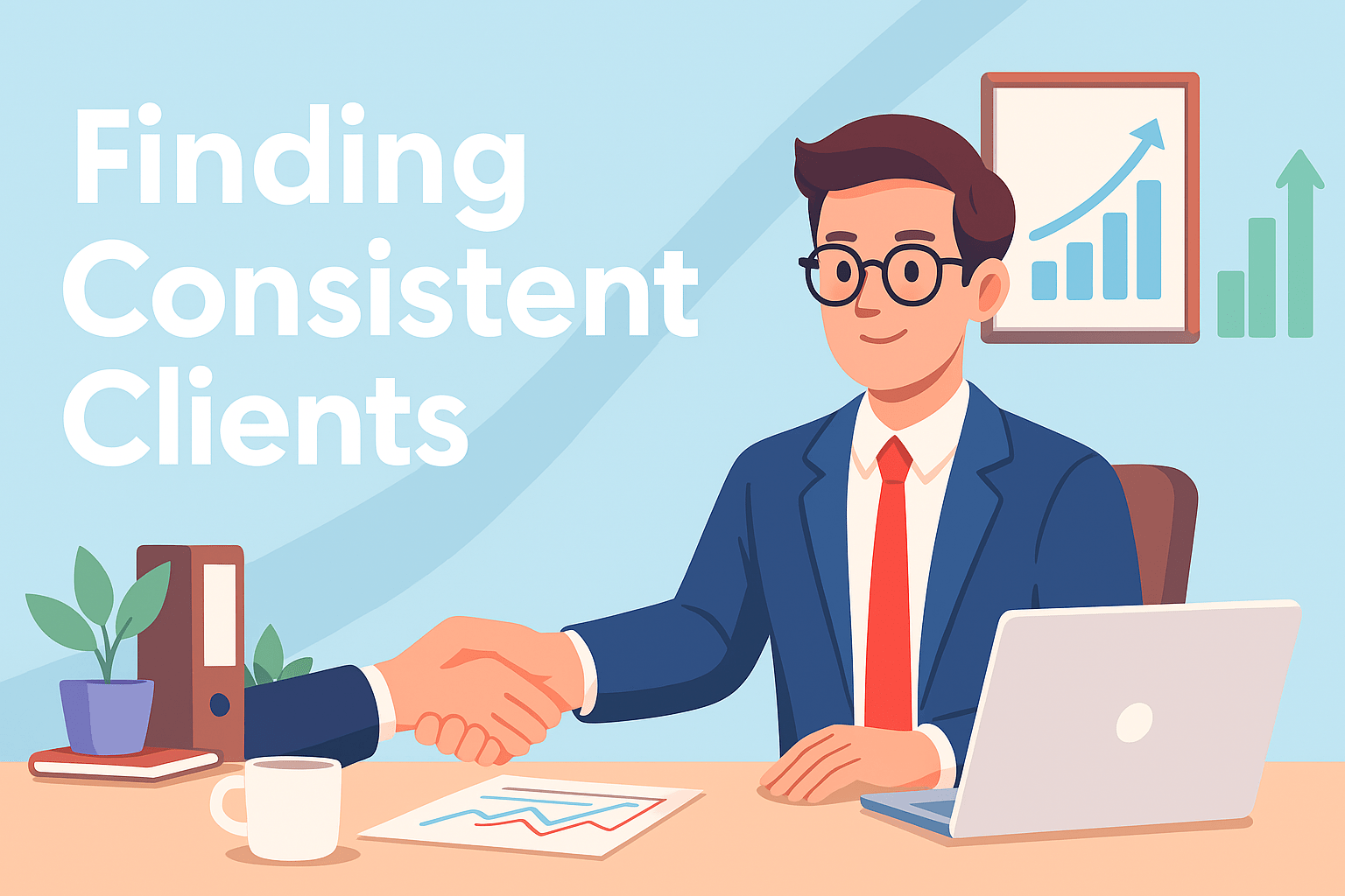 Freelancer building steady client relationships and applying for projects to maintain consistent work