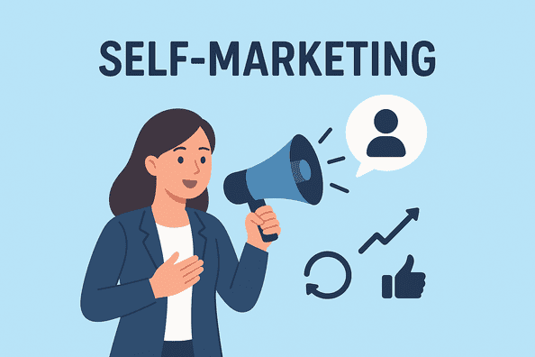 Freelancer promoting their work online through social media, portfolio updates, and client networking