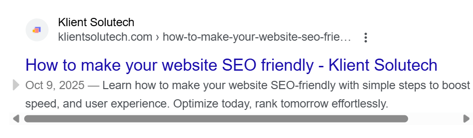 An example showing how a well-optimized meta title and meta description can improve SEO and attract more clicks.
